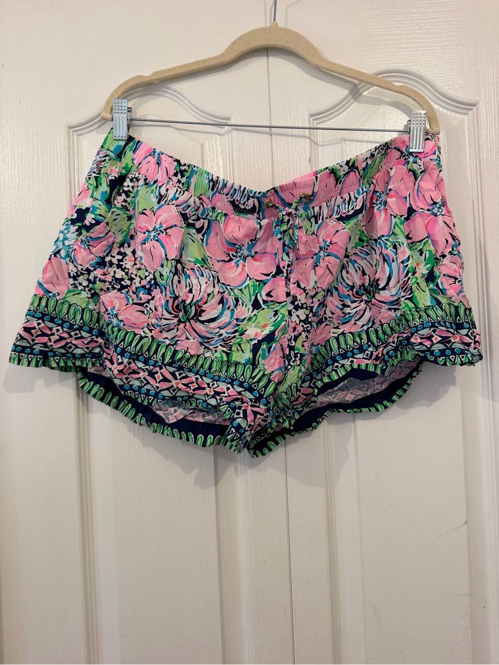 Lilly Pulitzer Katia Shorts Size XL High Tide Navy Preppy Resort Pink